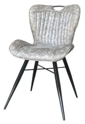 Kerela Dining Chair Set of 2 - Grey, Faux Leather