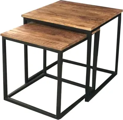 Nest of 2 Tables - Mango Wood, Iron image
