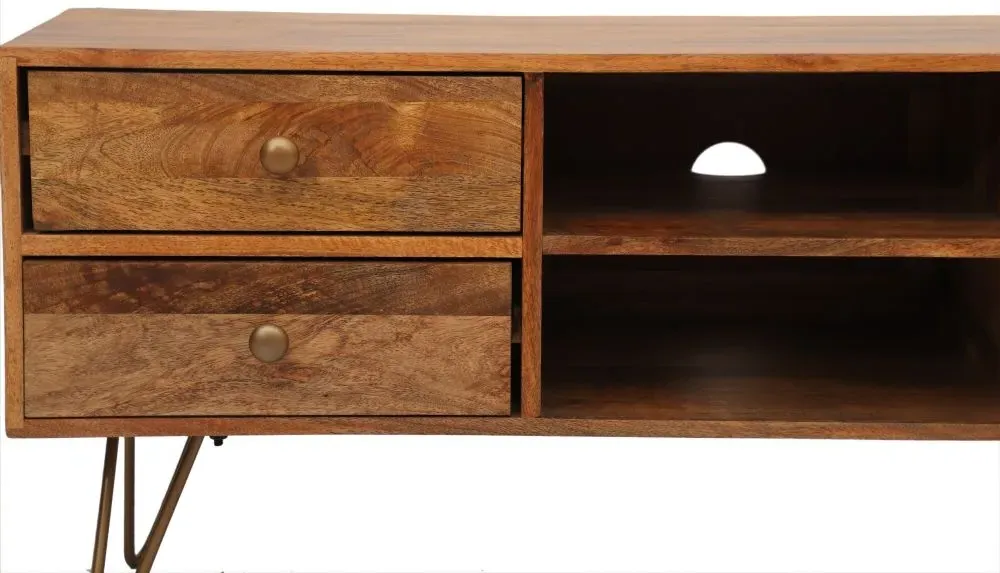 Nyack 120cm TV Unit with Storage - Natural, Mango Wood