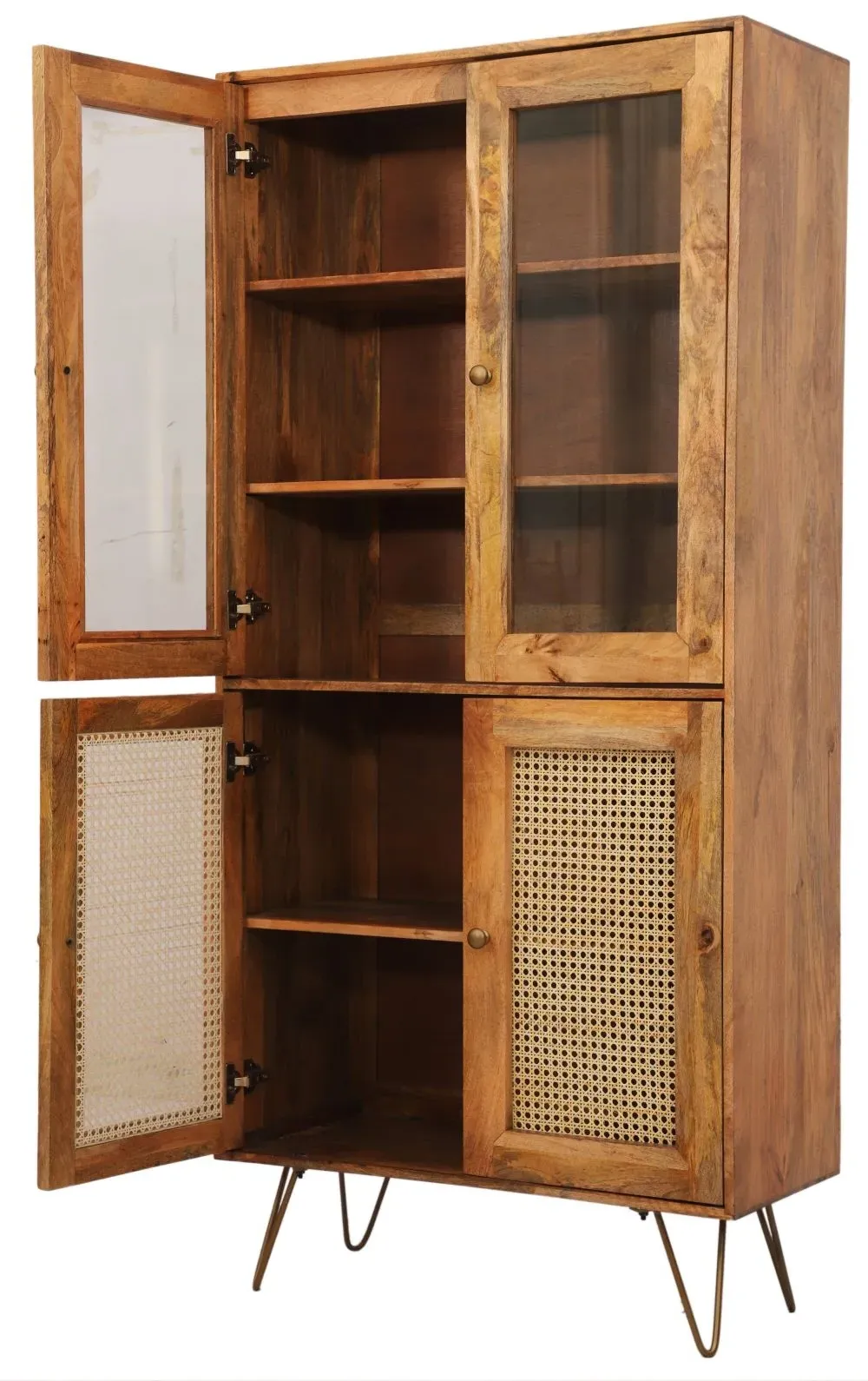 Nyack 4 Door Display Cabinet - Natural, Mango Wood