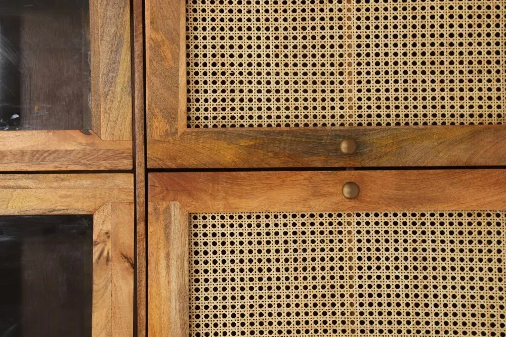 Nyack 4 Door Display Cabinet - Natural, Mango Wood