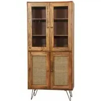 Nyack 4 Door Display Cabinet - Natural, Mango Wood