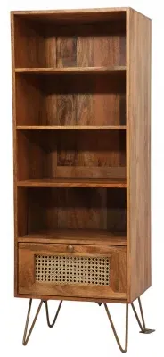 Nyack Bookcase with Drawer - Natural, Mango Wood