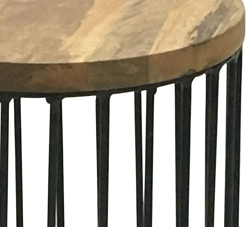 Ravi Cage Round Accent Table - Mango Wood