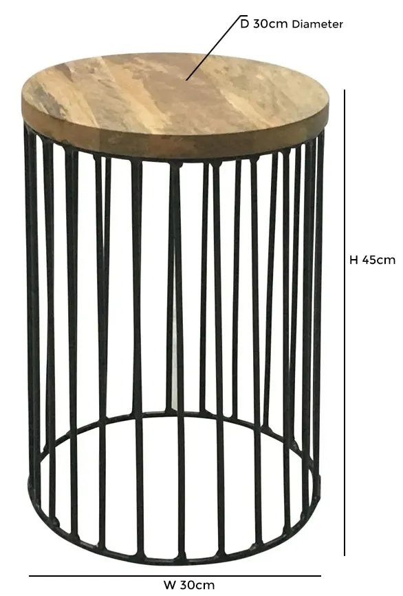 Ravi Cage Round Accent Table - Mango Wood