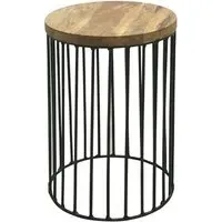 Ravi Cage Round Accent Table - Mango Wood