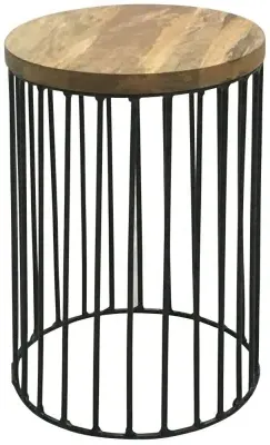 Ravi Cage Round Accent Table - Mango Wood image