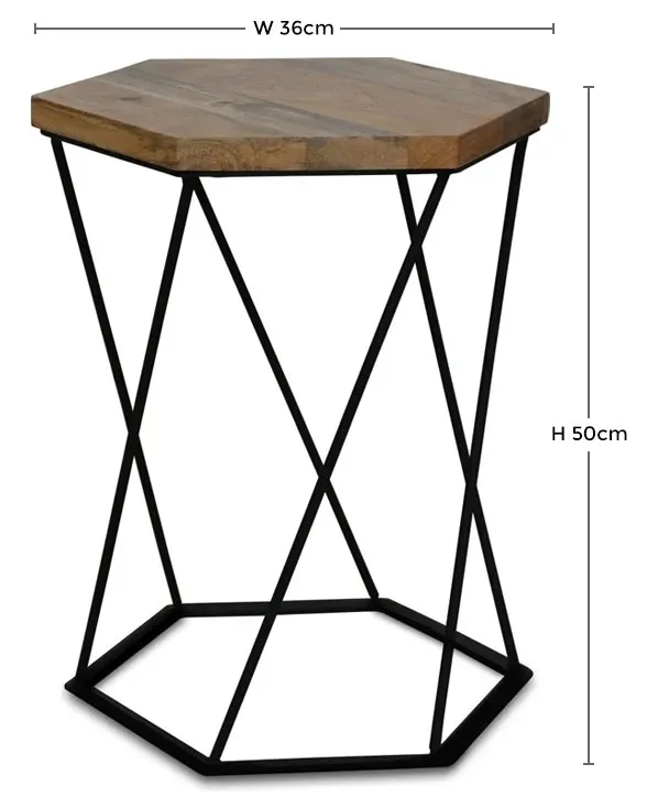 Ravi Hexagonal Lamp Table - Wood