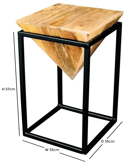 Ravi Large Diamond Stool - Black, Mango Wood