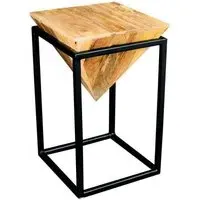 Ravi Large Diamond Stool - Black, Mango Wood