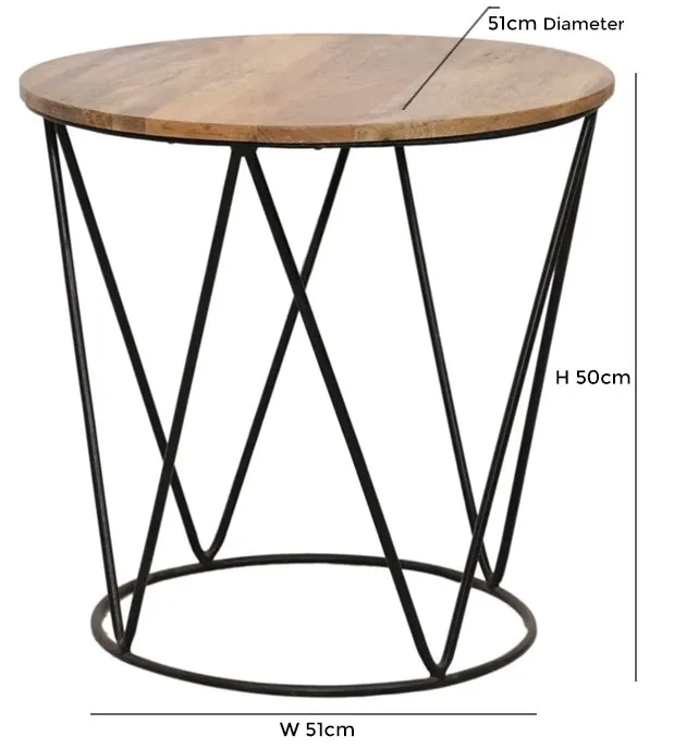 Ravi Large Round Accent Table - Mango Wood