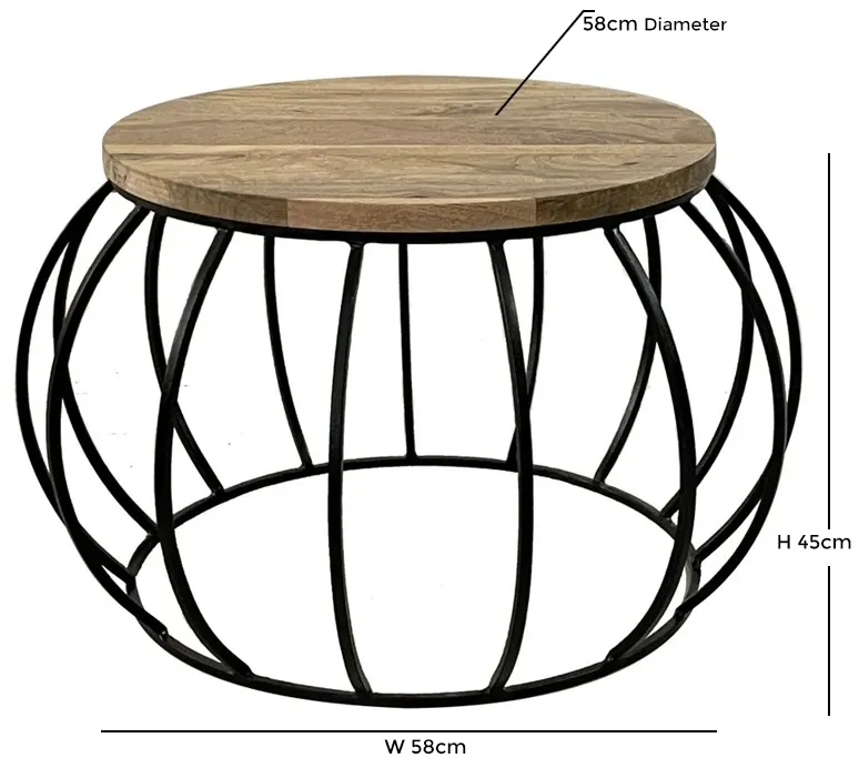 Ravi Round Coffee Table - Mango Wood