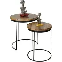 Ravi Round Nest of 2 Tables - Mango Wood