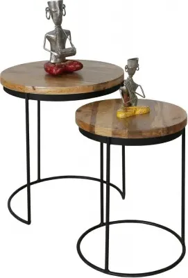Ravi Round Nest of 2 Tables - Mango Wood image