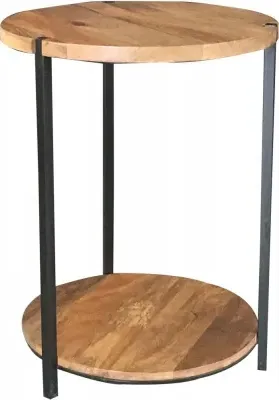 Ravi Round Side Table - Light Mango Wood