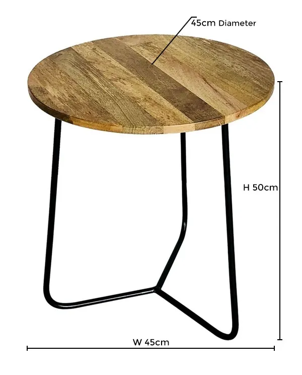Ravi Round Side Table - Mango Wood