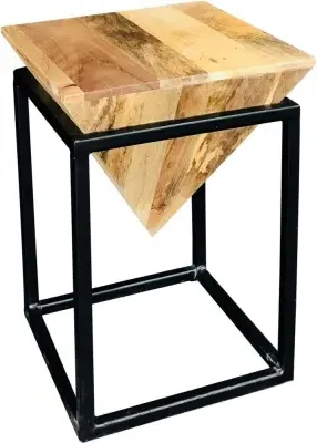 Ravi Small Diamond Stool - Mango Wood image