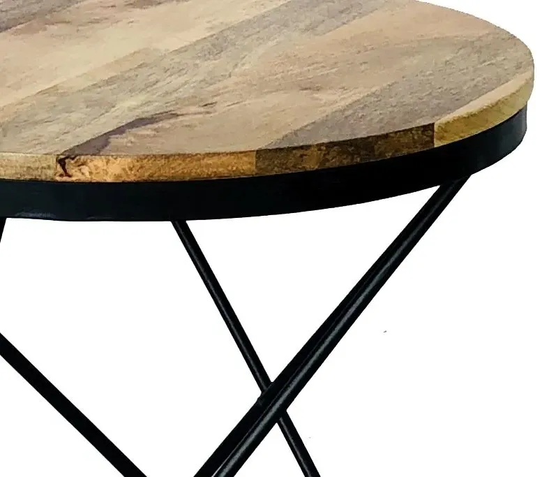 Ravi Star Round Accent Table - Mango Wood