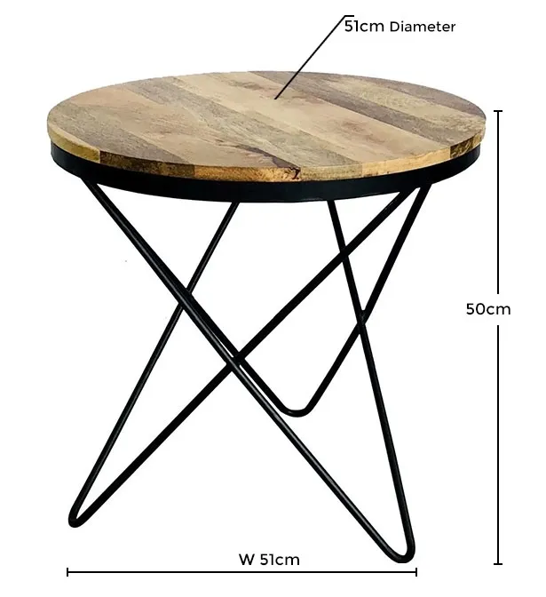 Ravi Star Round Accent Table - Mango Wood