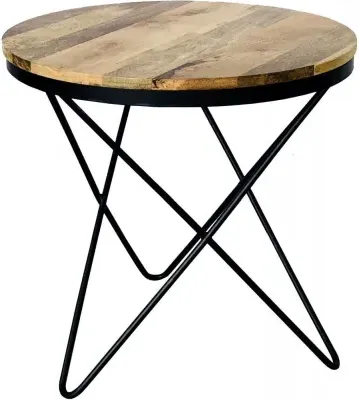 Ravi Star Round Accent Table - Mango Wood