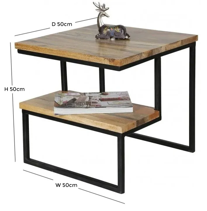 Ravi Step Accent Table - Light Mango, Wood