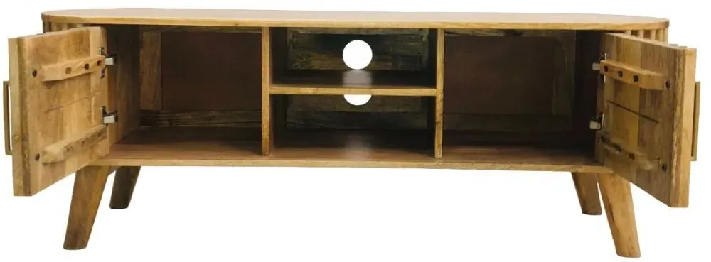 Slated 135cm TV Unit - Mango Wood
