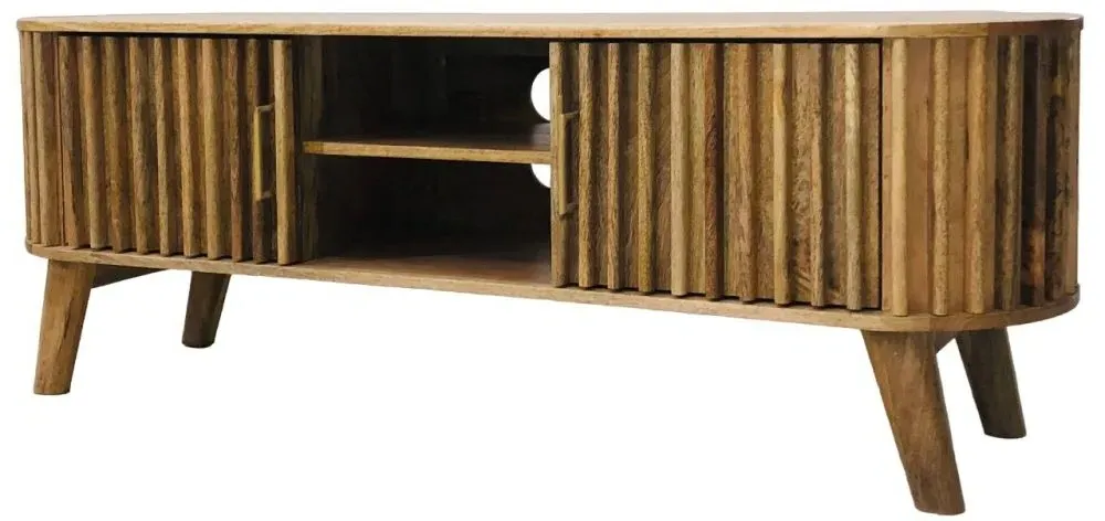 Slated 135cm TV Unit - Mango Wood