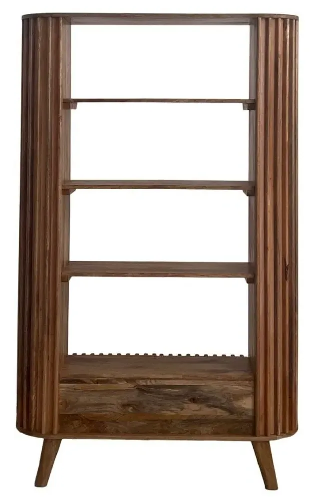 Slated 2 Drawer Bookcase - Mango Wood