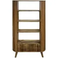 Slated 2 Drawer Bookcase - Mango Wood