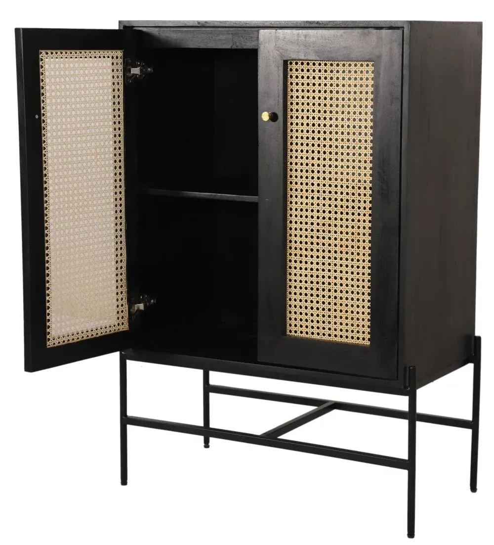 Tapola 2 Door Cabinet - Black, Mango Wood