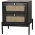 Tapola 2 Drawer Bedside Cabinet - Black, Wood and Rattan