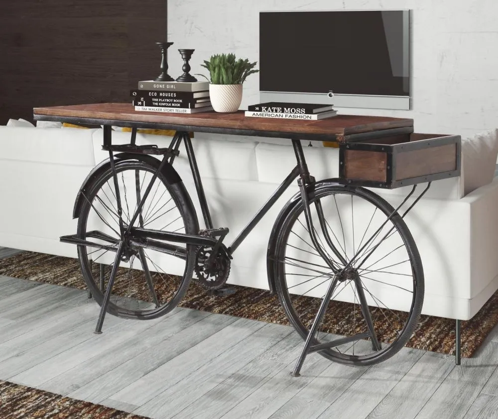 Wow Bicycle Console Table - Brown, Mango Wood