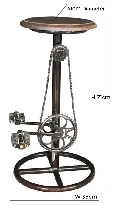 Wow Industrial Cycle Pedal Round Barstool