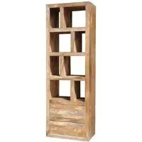 Yoga Tall Display Unit with Multi Shelf - Light Wood, Mango