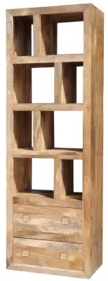 Yoga Tall Display Unit with Multi Shelf - Light Wood, Mango