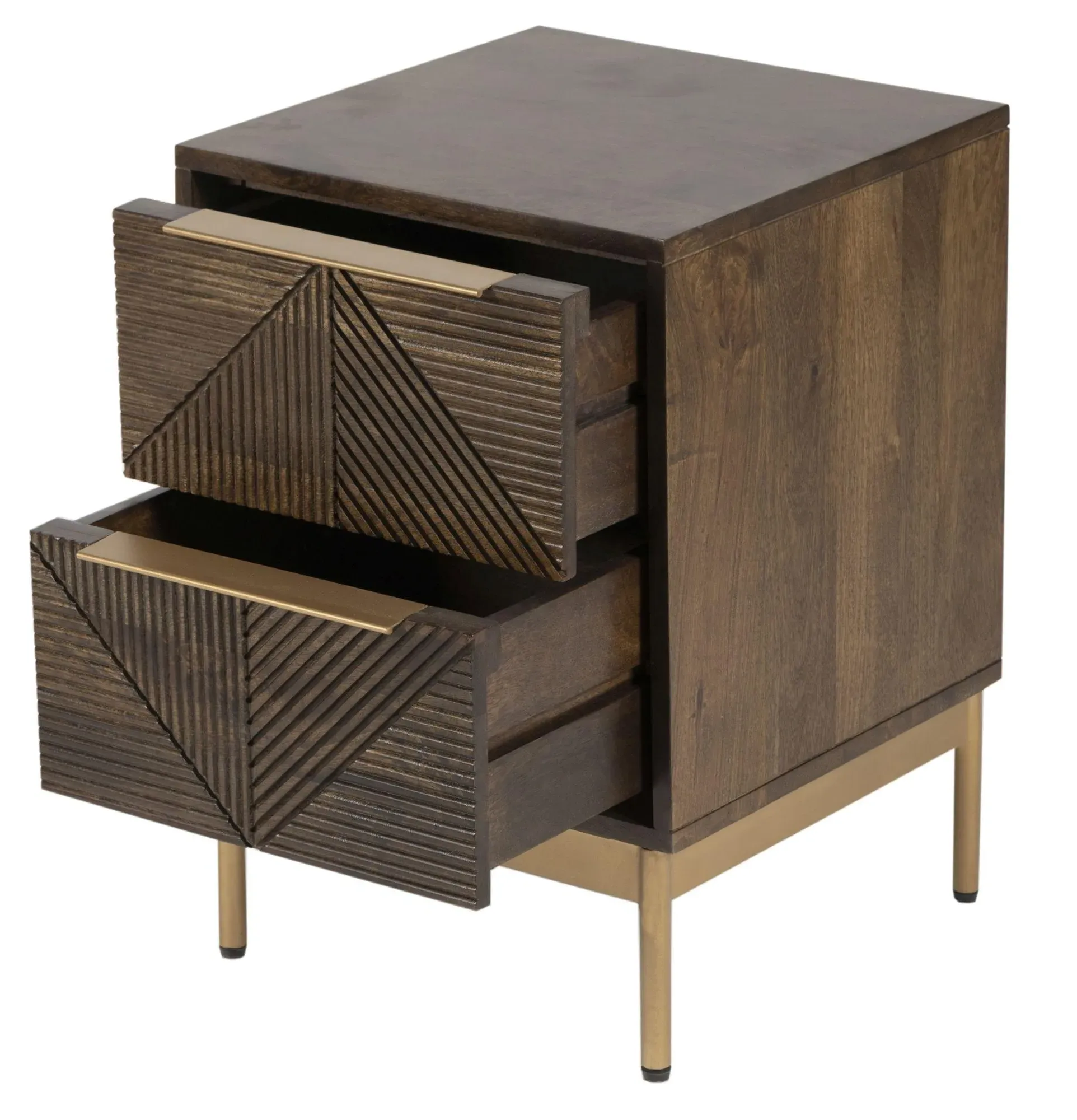 Zaine 2 Drawer Bedside Cabinet - Dark Brown, Walnut