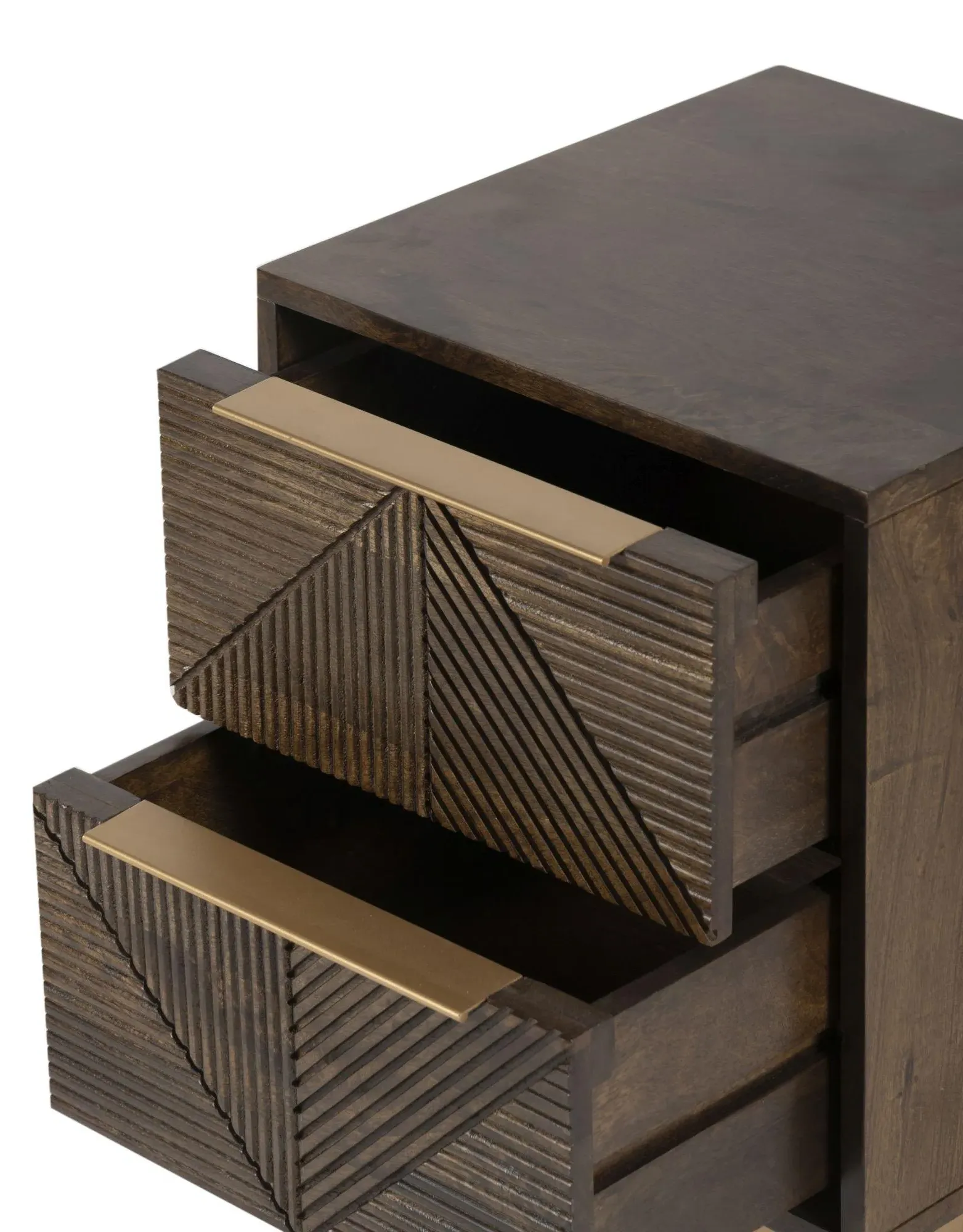 Zaine 2 Drawer Bedside Cabinet - Dark Brown, Walnut