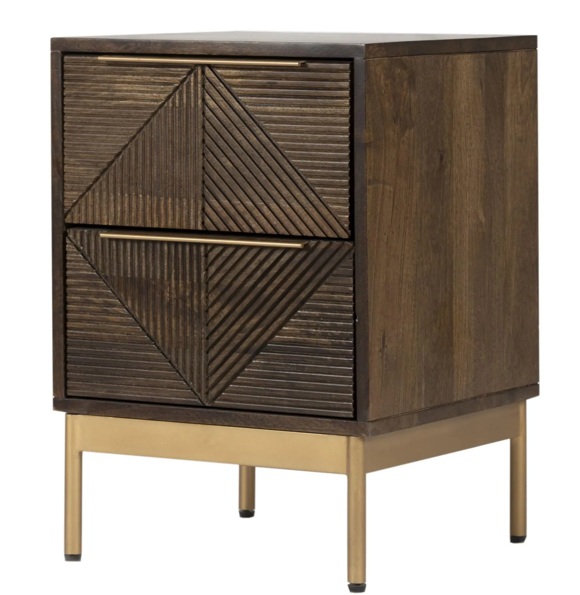 Zaine 2 Drawer Bedside Cabinet - Dark Brown, Walnut