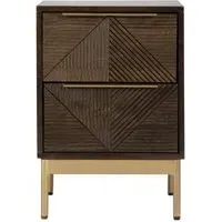 Zaine 2 Drawer Bedside Cabinet - Dark Brown, Walnut