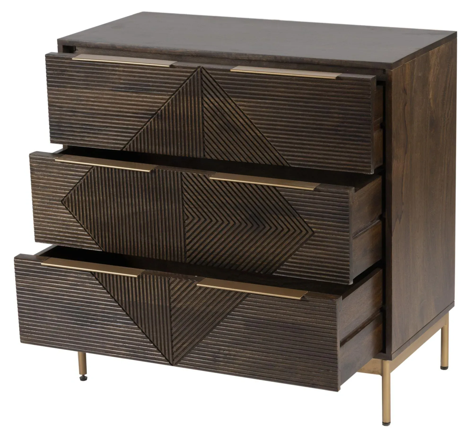 Zaine 3 Drawer Small Chest - Dark Brown, Walnut