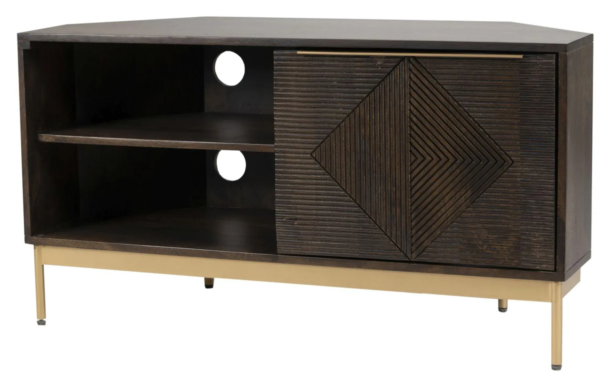 Zaine Corner TV Unit - Walnut