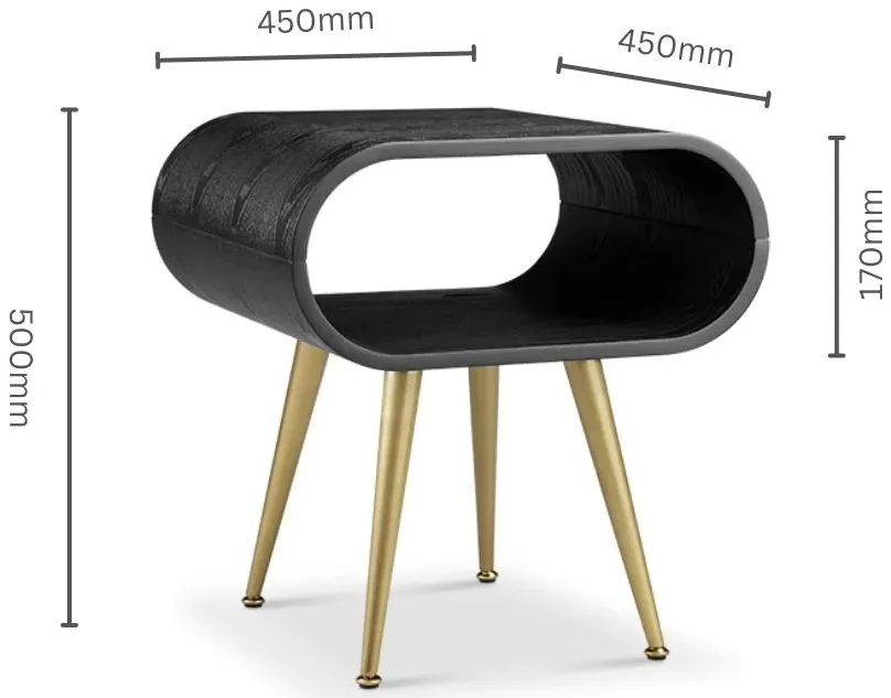 Auckland Lamp Table - Black, Brass