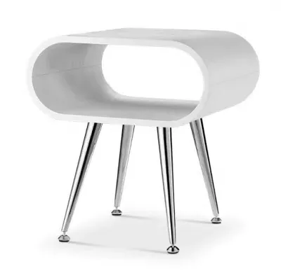 Auckland Lamp Table - White, Chrome