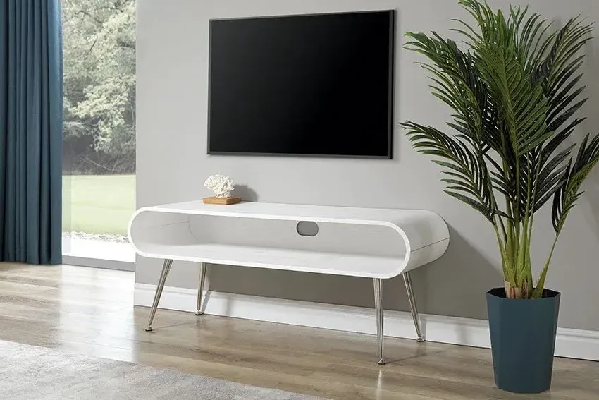 Auckland TV Stand - White, Chrome