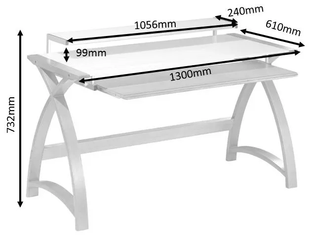 Curve Computer Desk PC201 1300 - Grey