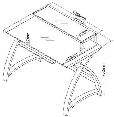 Curve Computer Desk PC201 1300 - Oak