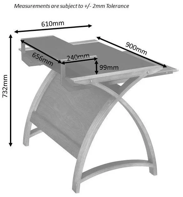 Curve Computer Desk PC201 900 - Grey