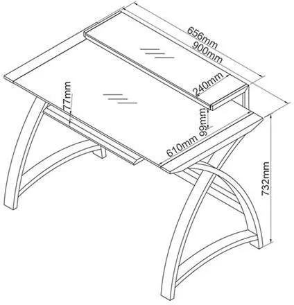 Curve Computer Desk PC201 900 - Oak