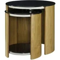 Curve Nest of Tables - Oak, Glass