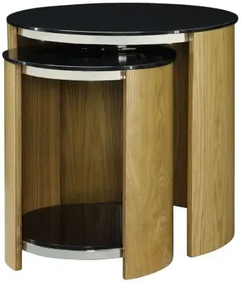 Curve Nest of Tables - Oak, Glass image